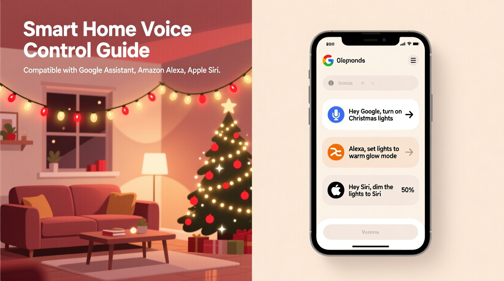 how to incorporate smart home voice commands to control christmas lighting