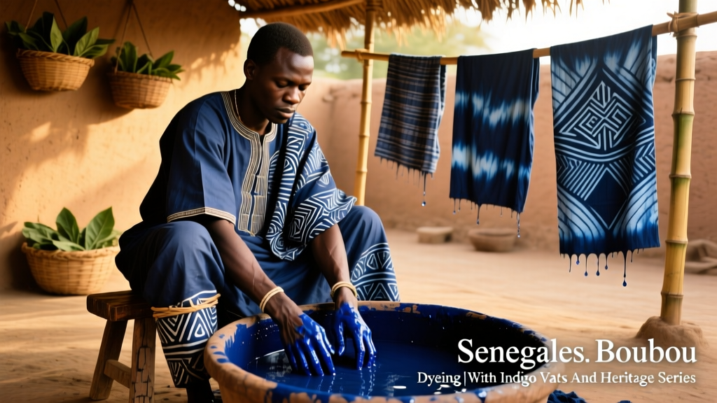 Senegalese Boubou Dyeing With Indigo Vats And Resist Techniques