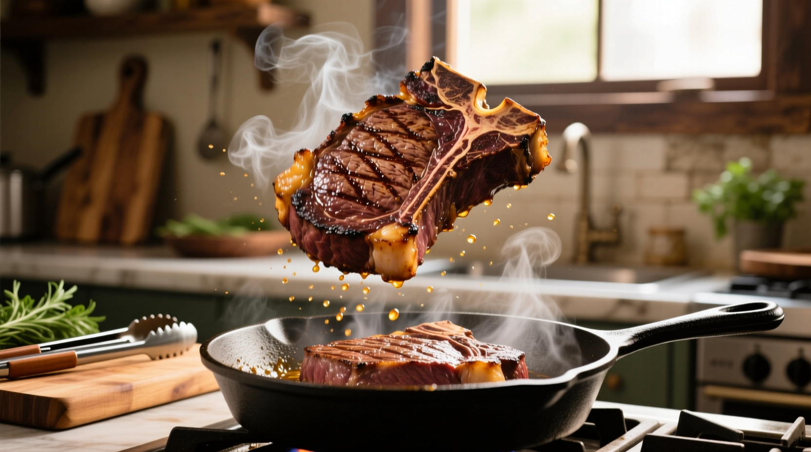 flip steaks multiple times for faster more even cookin