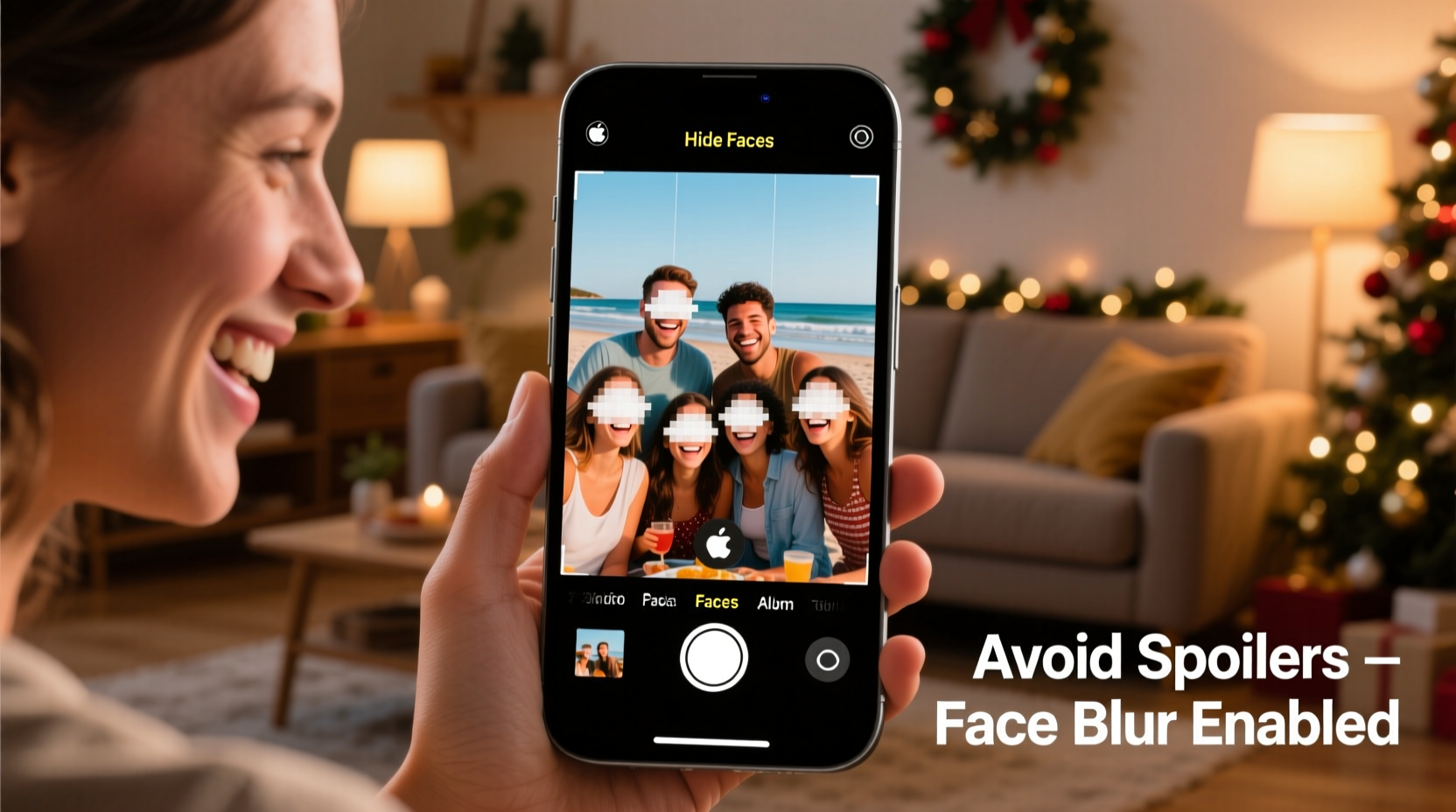how to use facial recognition settings to avoid spoilers in holiday photo dumps