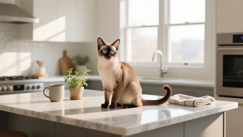 Why Cats Sit on the Kitchen Island Counter