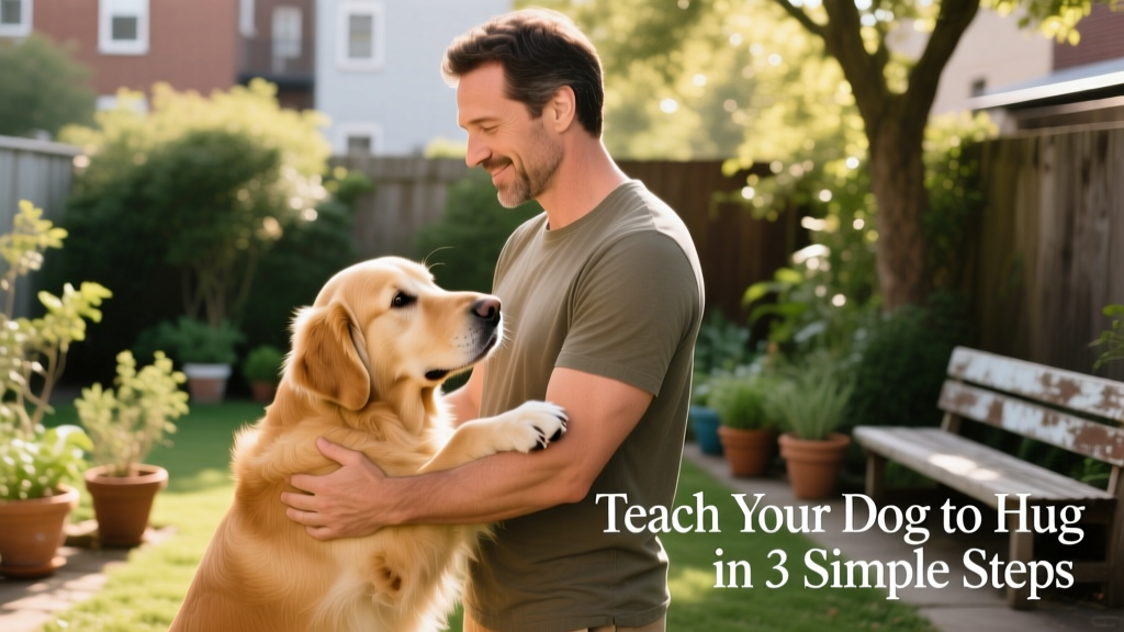 Owner holding forearm at chest level while dog gently touches it with nose during early targeting phase