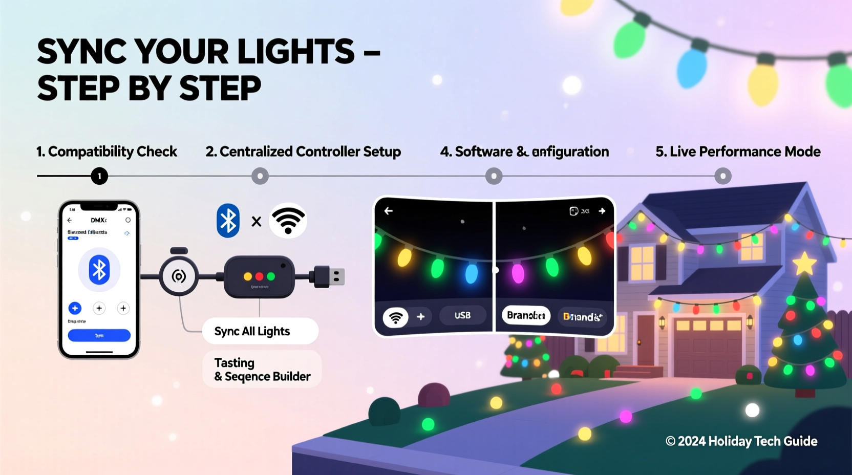 how to create a synchronized light show with multiple brands of christmas lights