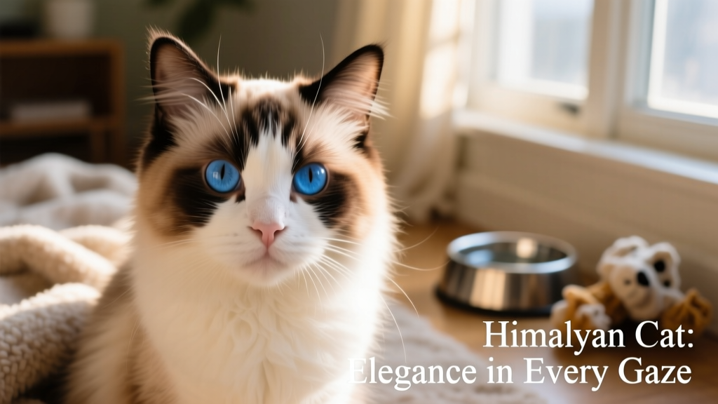 Close-up of a Himalayan cat’s expressive blue eyes and distinctive facial markings