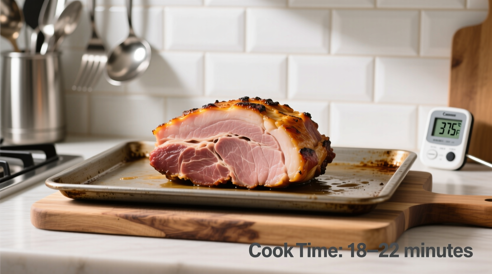 how long to cook ham steak in oven