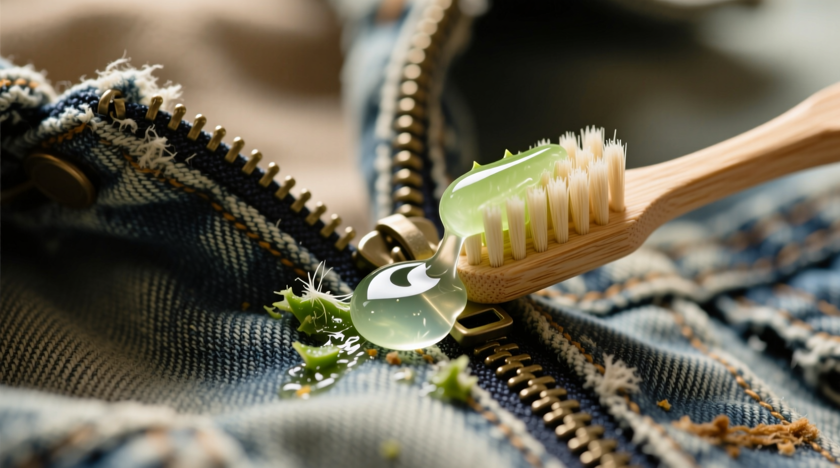 aloe vera gel for sticky zipper residue