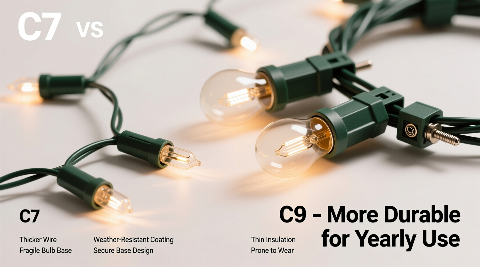 c7 vs c9 christmas light bases which is more durable for yearly use