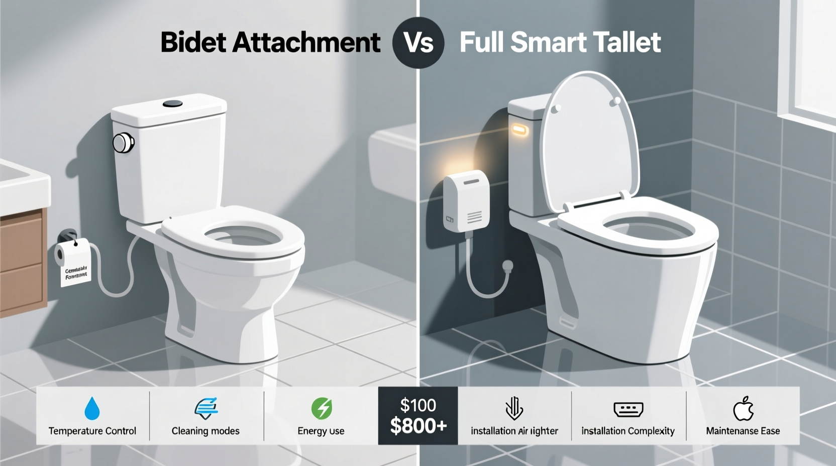 how to choose between a bidet attachment and full smart toilet