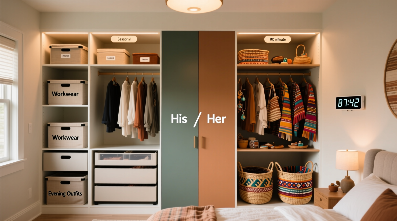 shared closet organization for mismatched styles