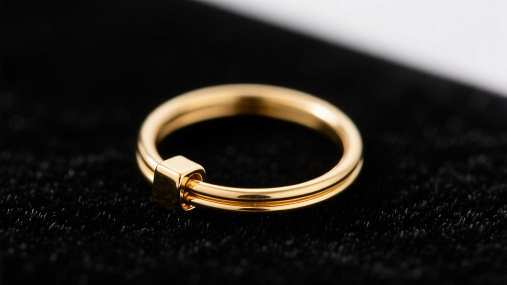 Macro shot of a 20-gauge 14k gold micro-huggie hoop on dark velvet, showing the ultra-thin wire profile and tiny clicker hinge.