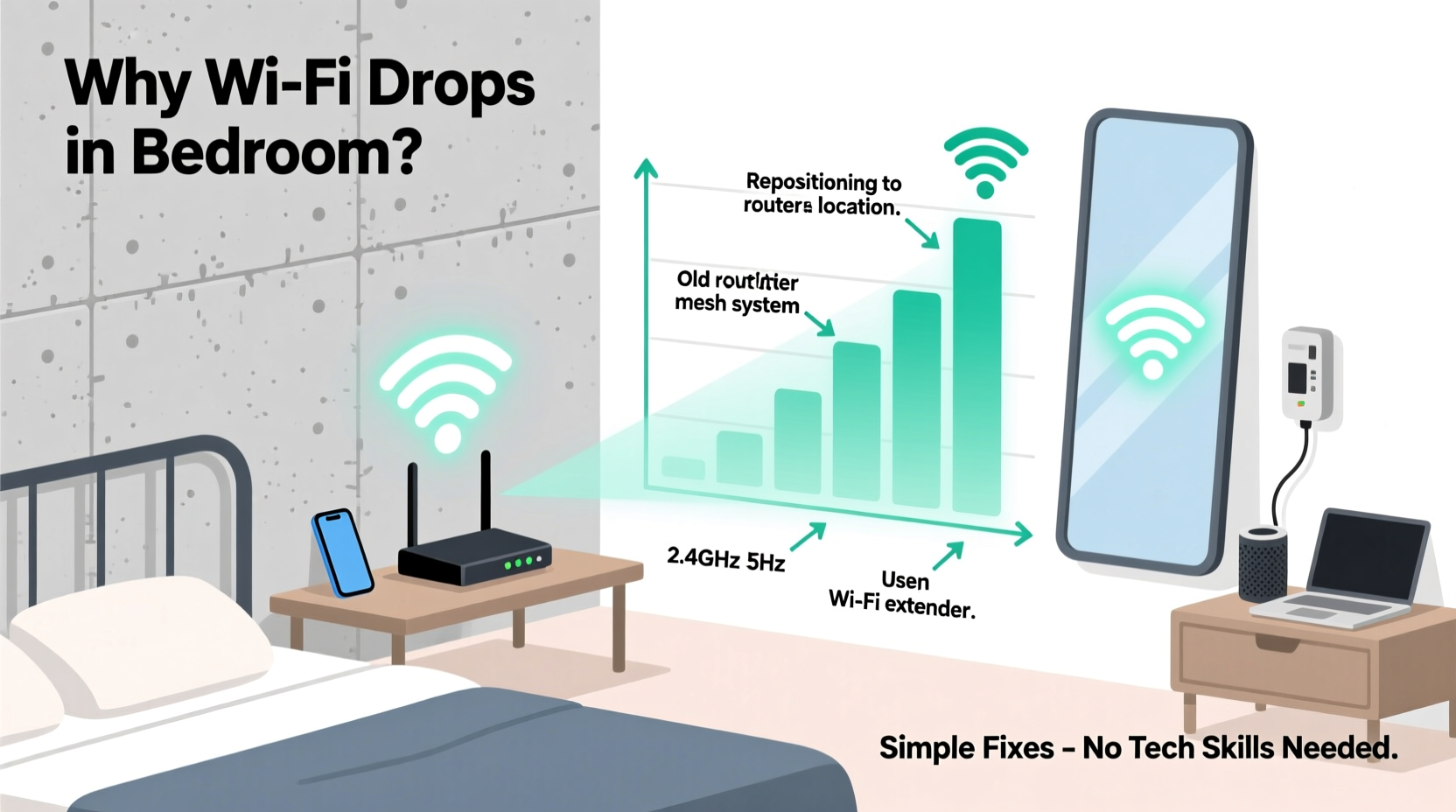 why does my wifi signal drop only in the bedroom simple router fixes