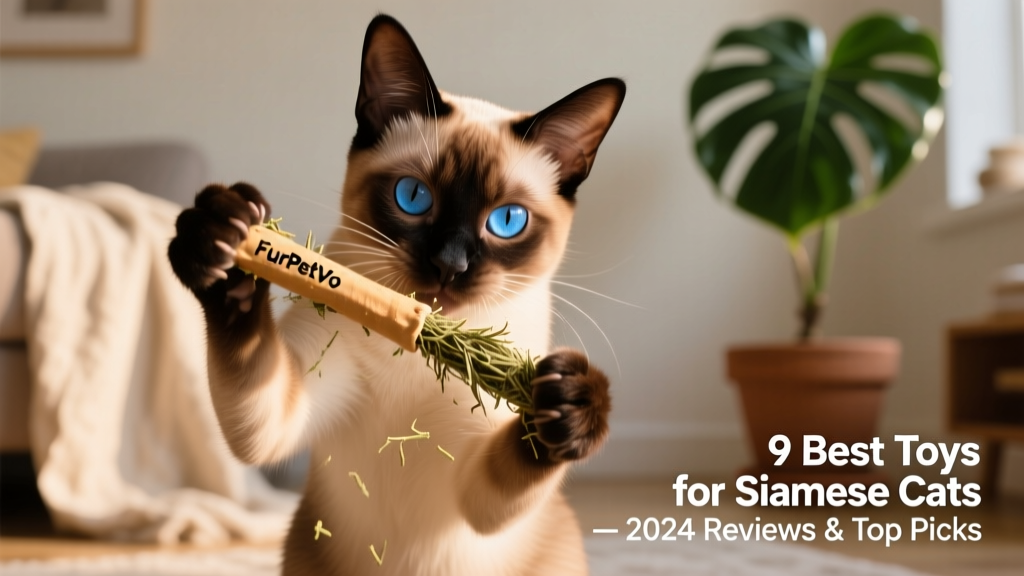 Close-up of a Siamese cat gripping and kneading the FurPetVo Catnip Stick Toy with both front paws
