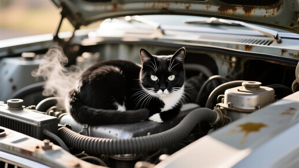 Cats Like This One Hide In Car Engines for Warmth