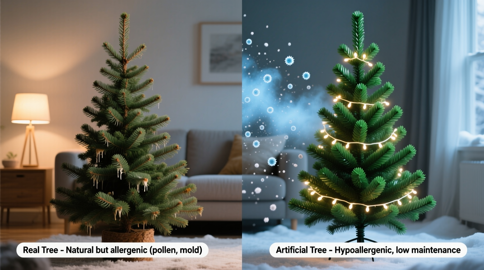 how to choose between artificial and real christmas trees based on allergies