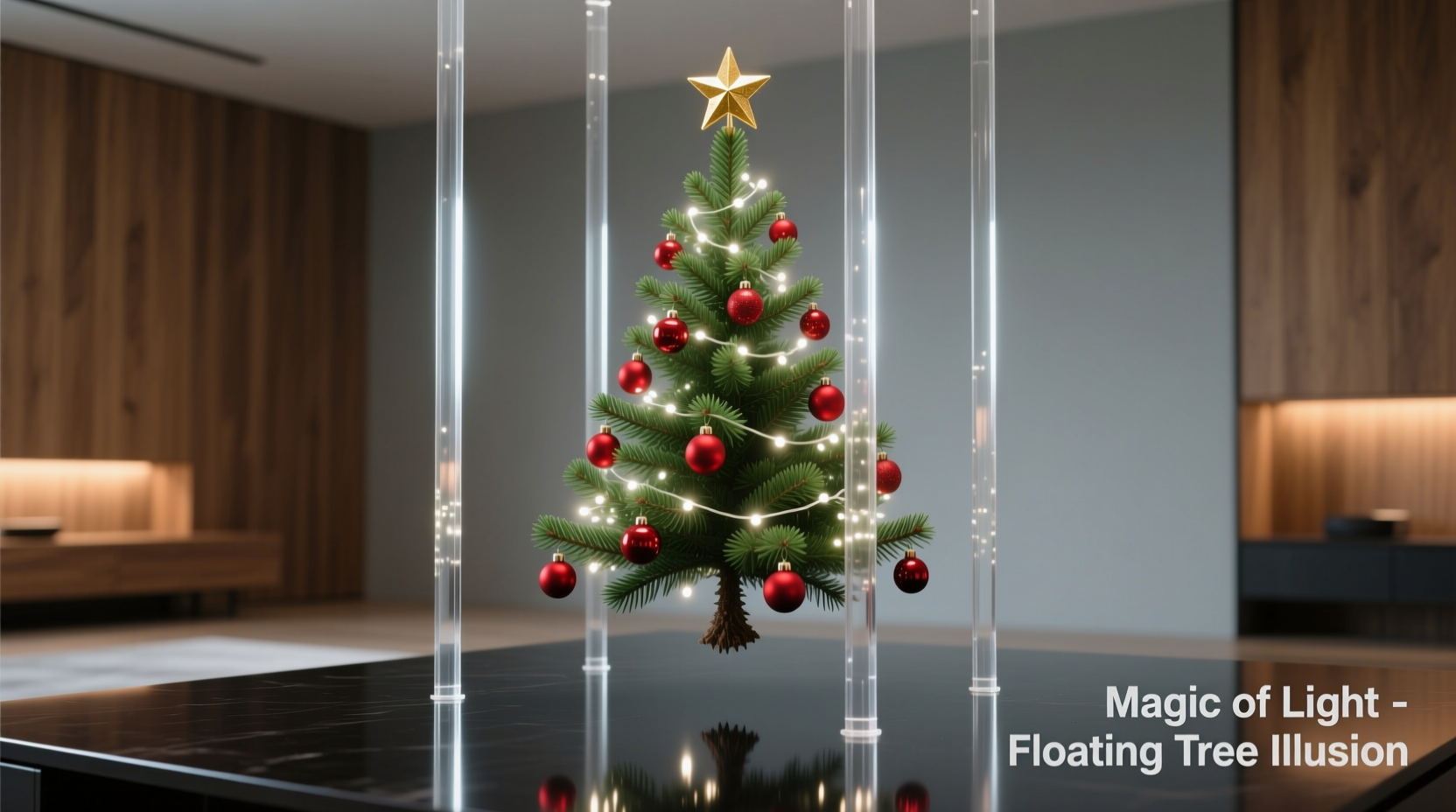 how to make a floating christmas tree illusion with clear rods