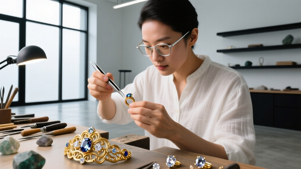 A jeweler's loupe examining a kinked herringbone gold chain on felt, highlighting metal fatigue and structural damage details.