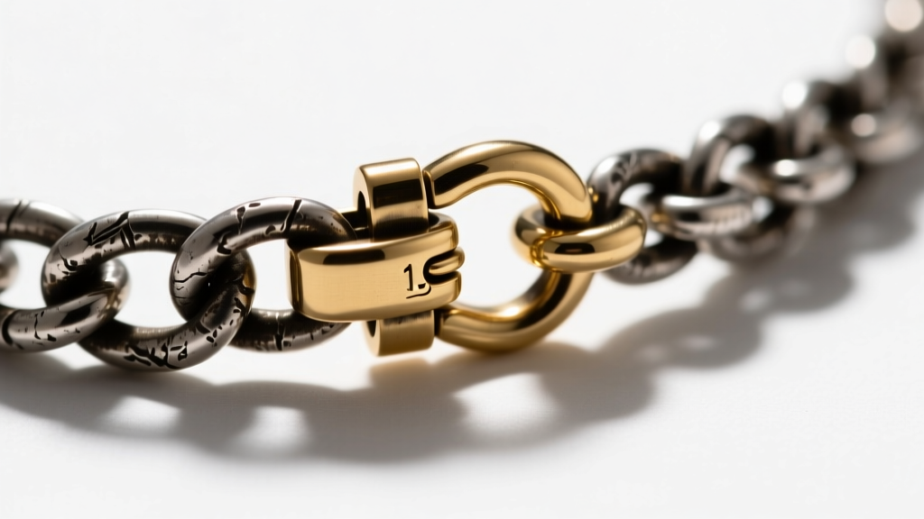 Close-up of a 15mm brass lobster clasp securing a multi-wrap oxidized silver necklace bracelet, highlighting the locking pin