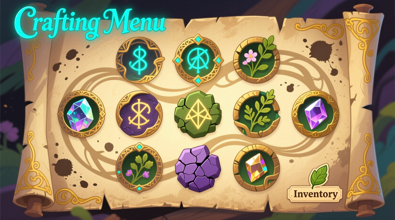 Fantasy Life i crafting menu interface with material icons