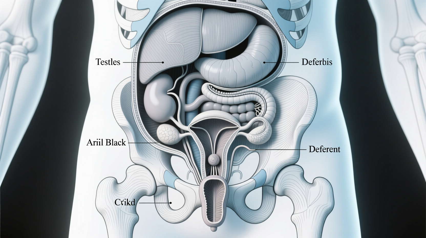 Anatomical illustration showing male reproductive system