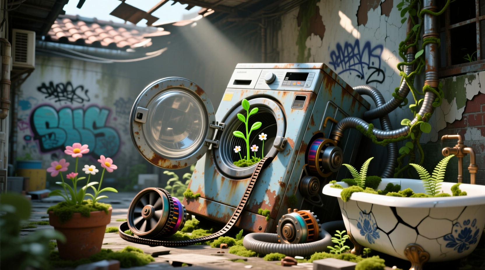 new uses broken washing machine