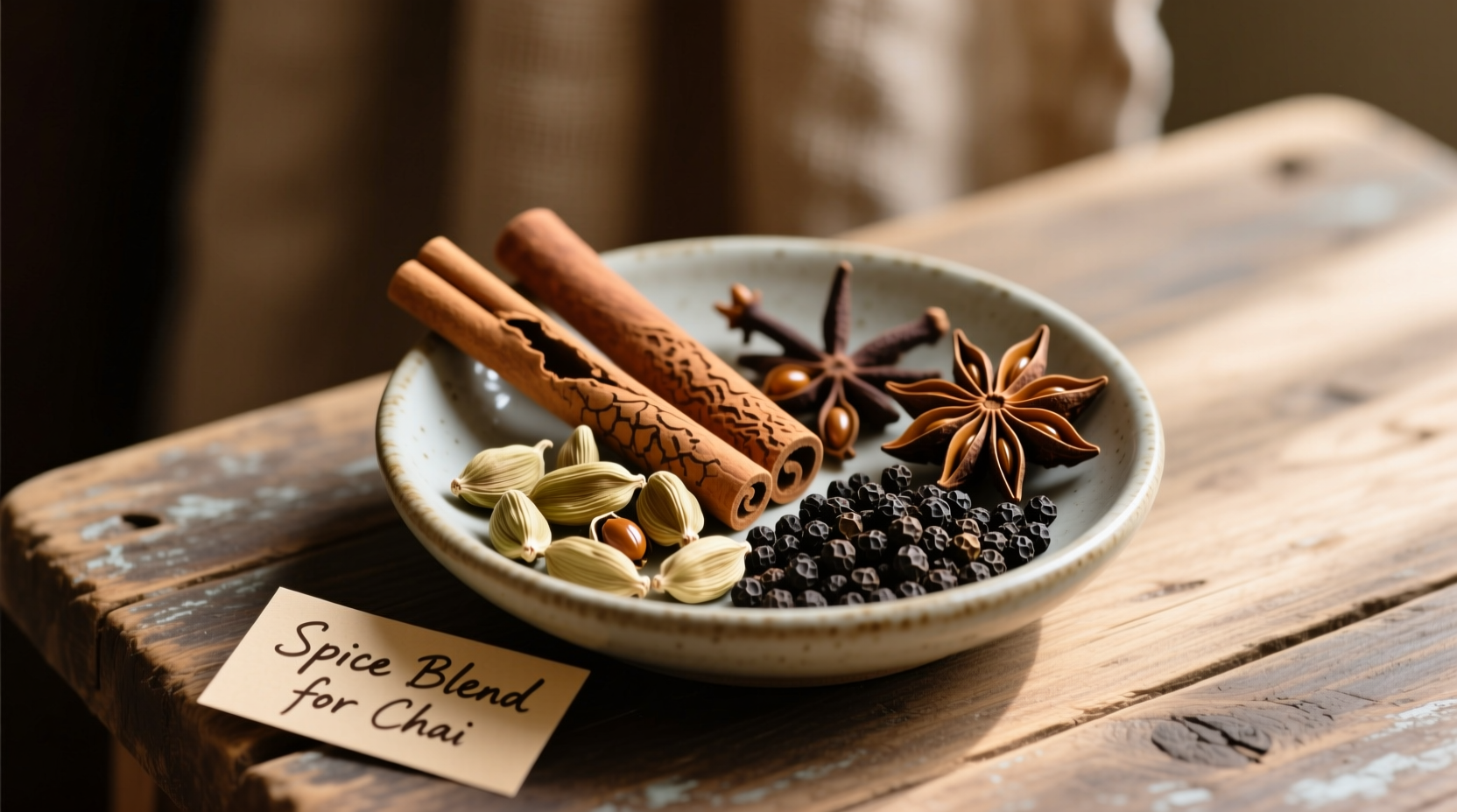 Assortment of whole spices for tea