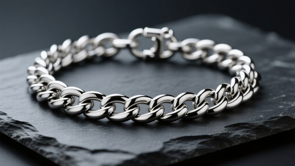 Close-up of a 12mm sterling silver Cuban link choker necklace on dark slate, highlighting thick links and a sturdy lobster clasp