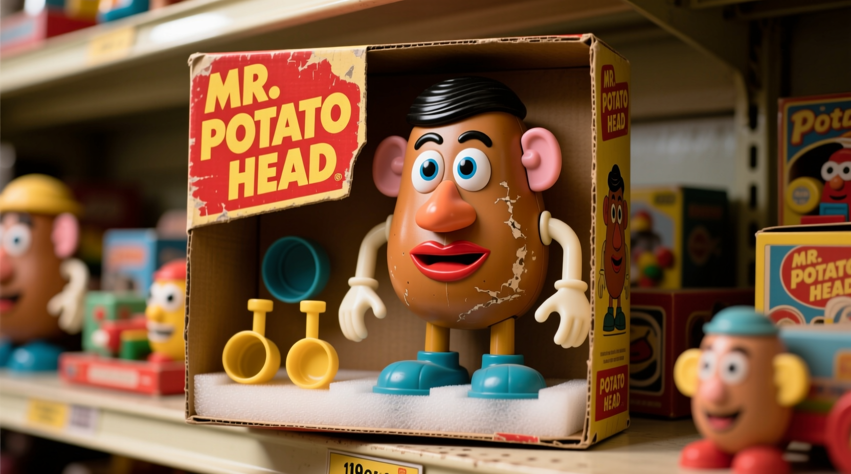 Vintage Mr. Potato Head toy with original packaging