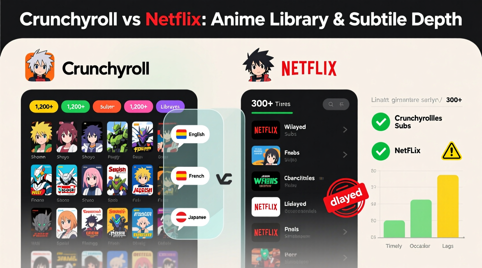 is crunchyroll better than netflix for anime content library and subs comparison