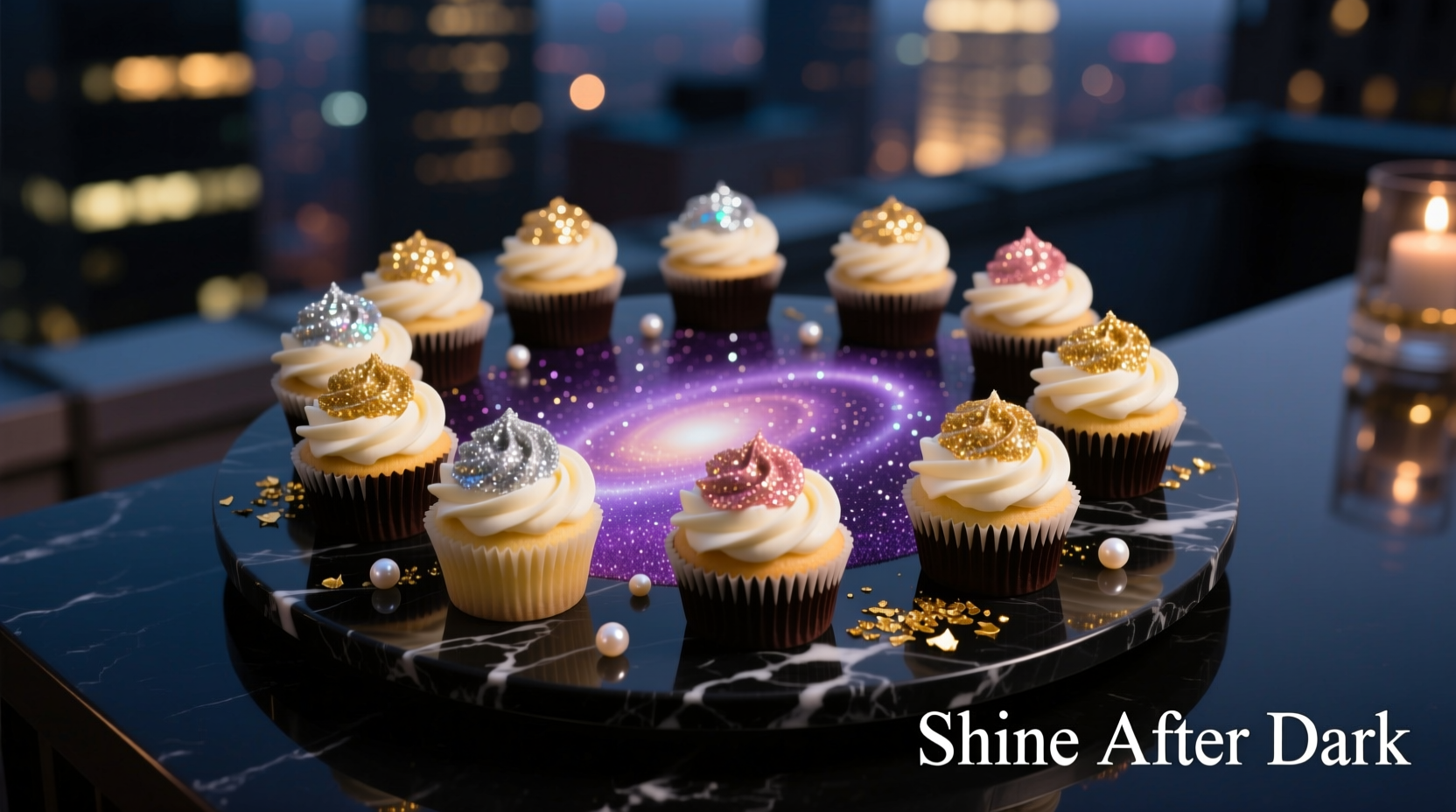 how to decorate cupcakes with edible glitter for cocktail party desserts
