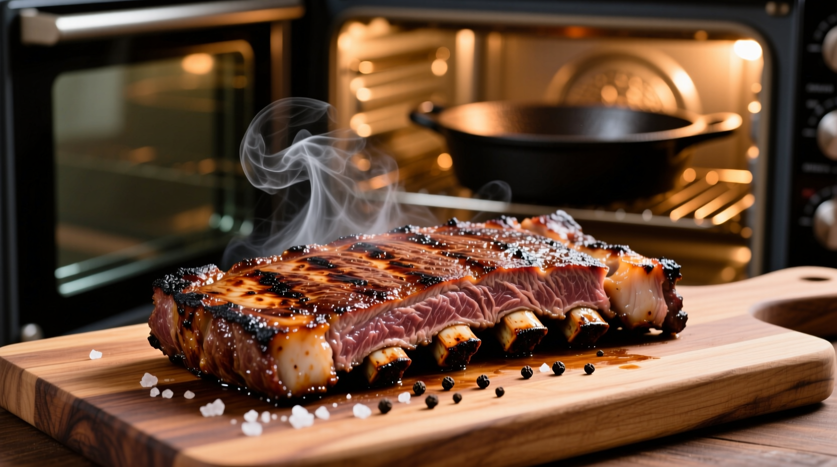 Perfectly seared beef short ribs ready for oven braising