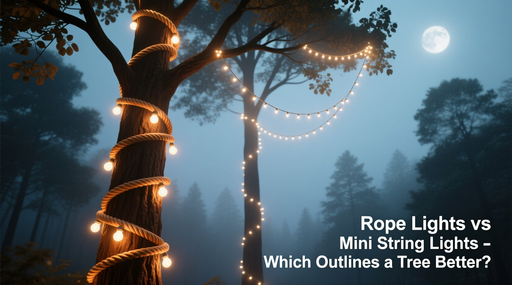 rope lights vs mini string lights which outlines a tree better