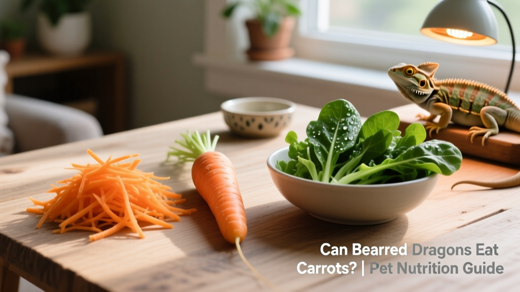 Side-by-side comparison: finely shredded raw carrots next to whole raw carrot and a bowl of leafy greens