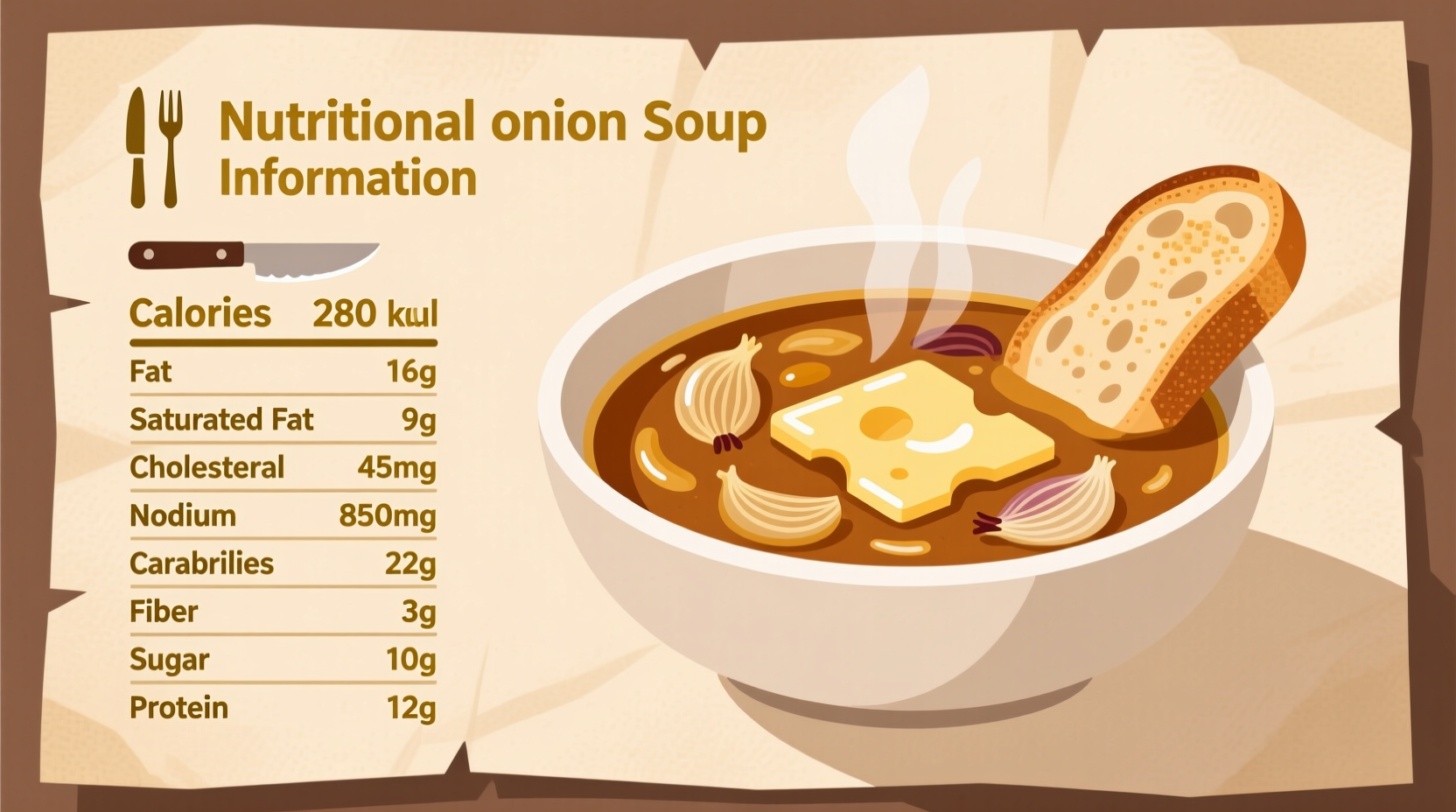 nutritional information for french onion soup