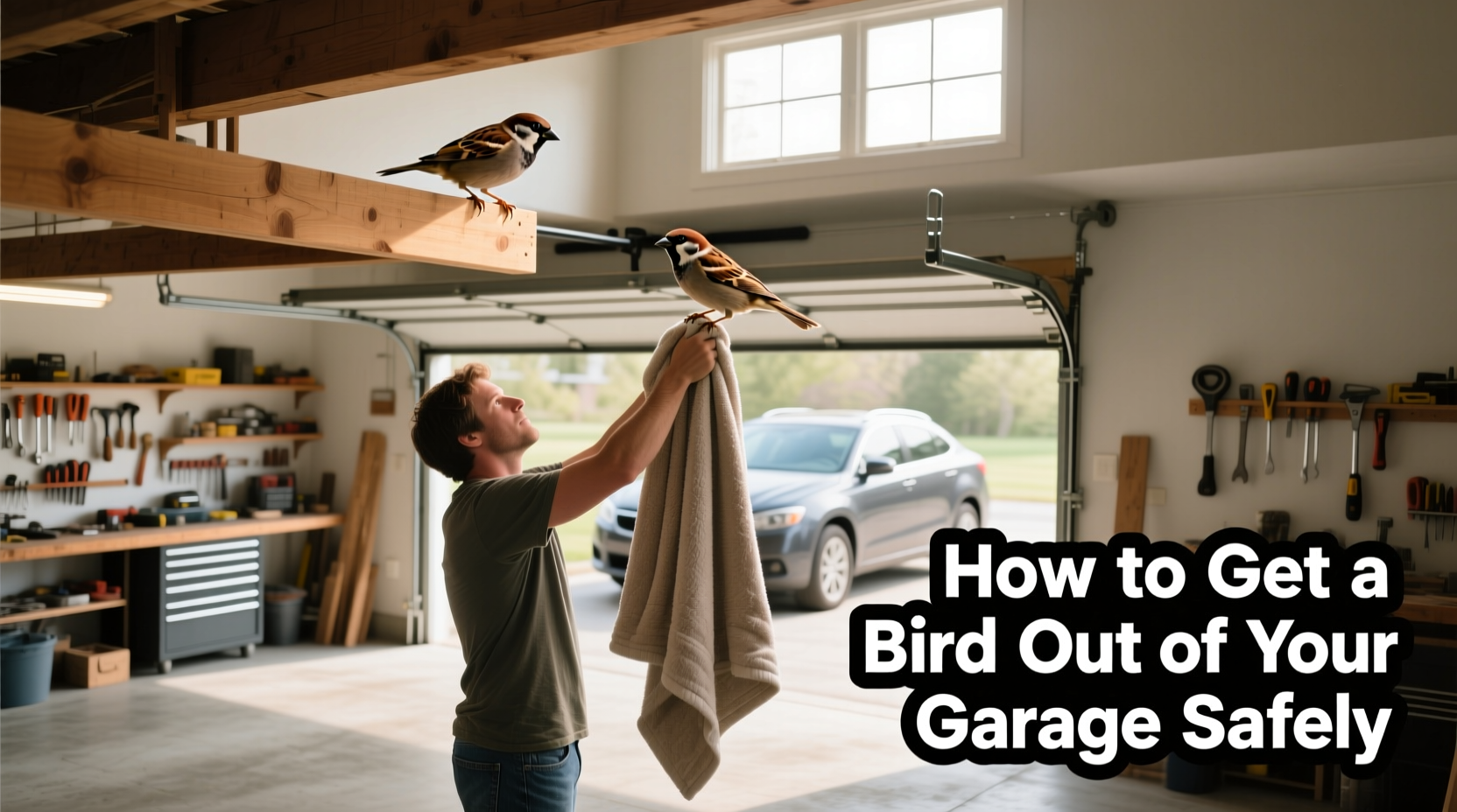 how to get bird out of garage
