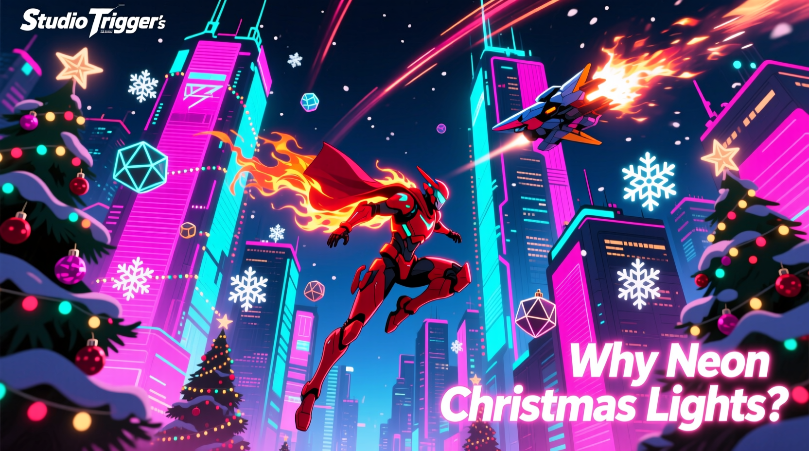 why did studio trigger use neon christmas lights as a visual motif in promare