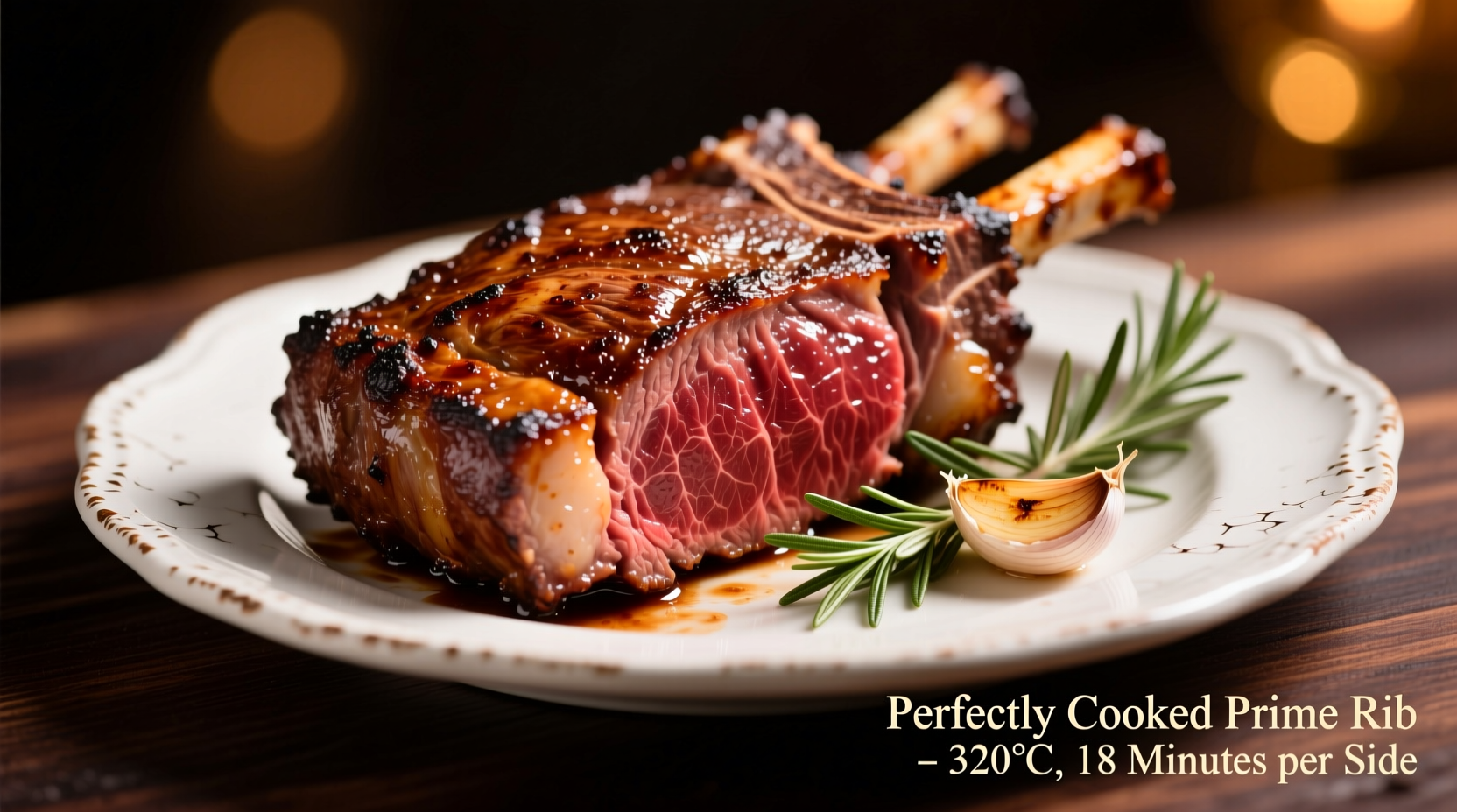 Perfectly cooked prime rib with crispy exterior