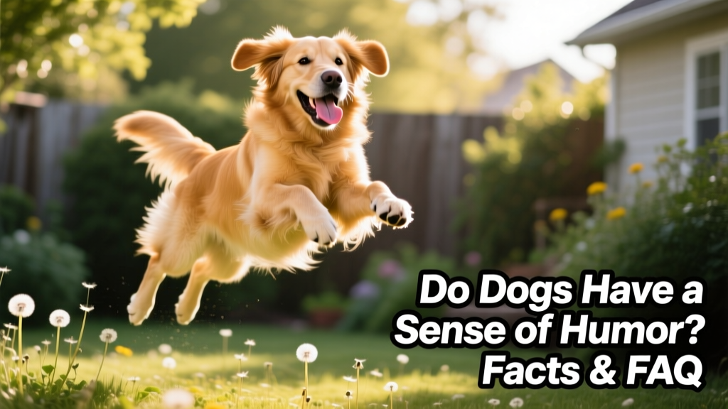 A golden retriever mid-air during a playful leap, tongue out and eyes crinkled with joyful expression