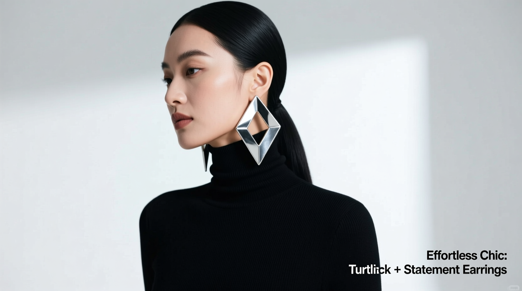 how to style a turtleneck with statement earrings effortlessly chic