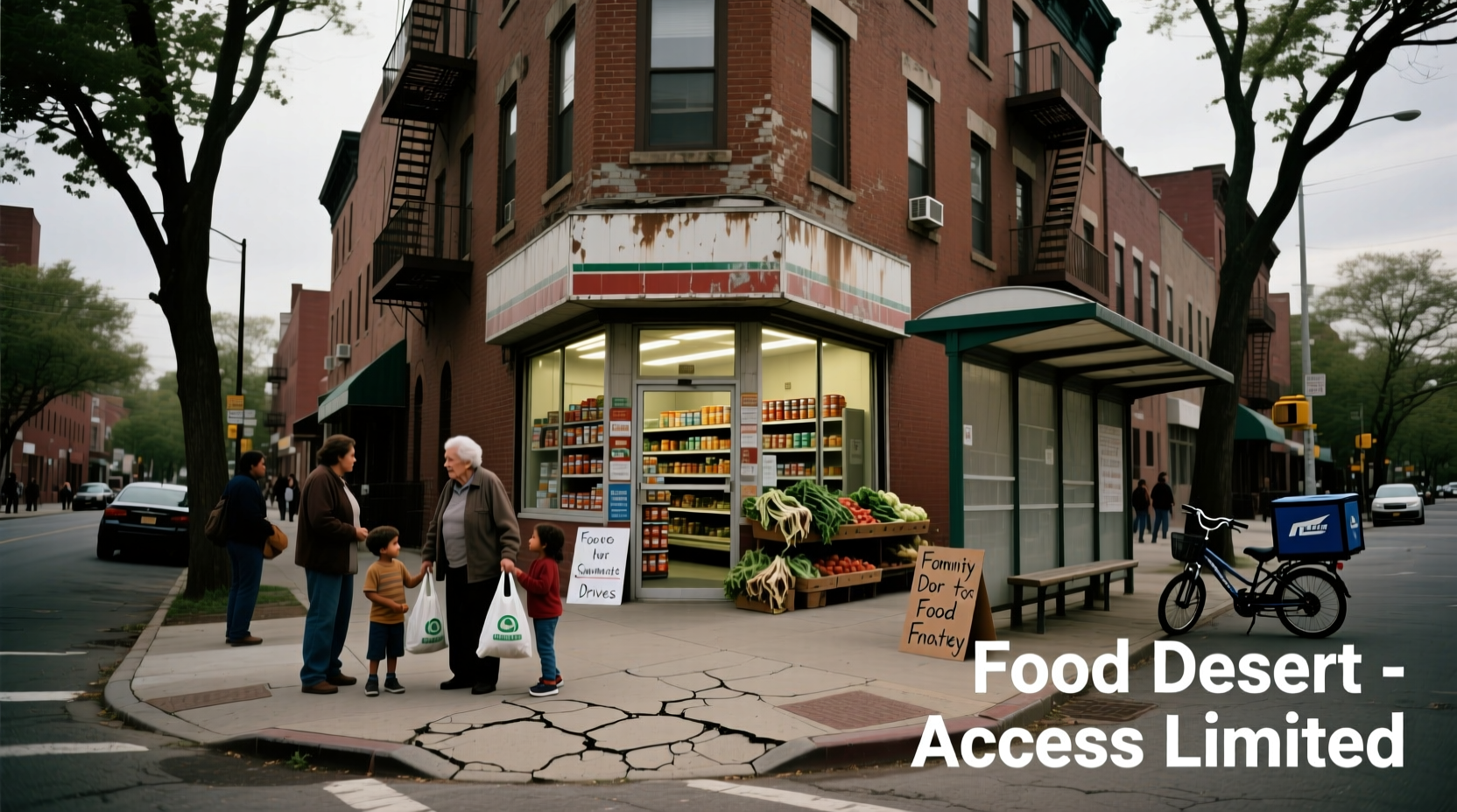 Urban neighborhood with limited grocery store access