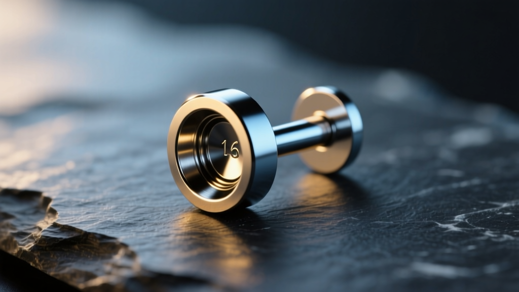 Macro shot of a 16-gauge implant-grade titanium ASTM F136 flat-back labret stud resting on dark slate with dramatic side lighting.