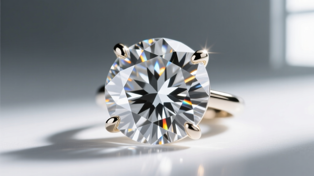 Macro of full-cut diamond melee in 14k white gold shared-prong setting, showing crisp facet junctions and bright scintillation.