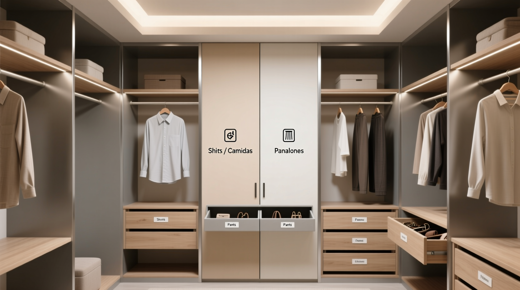 closet organization tips for bilingual labels