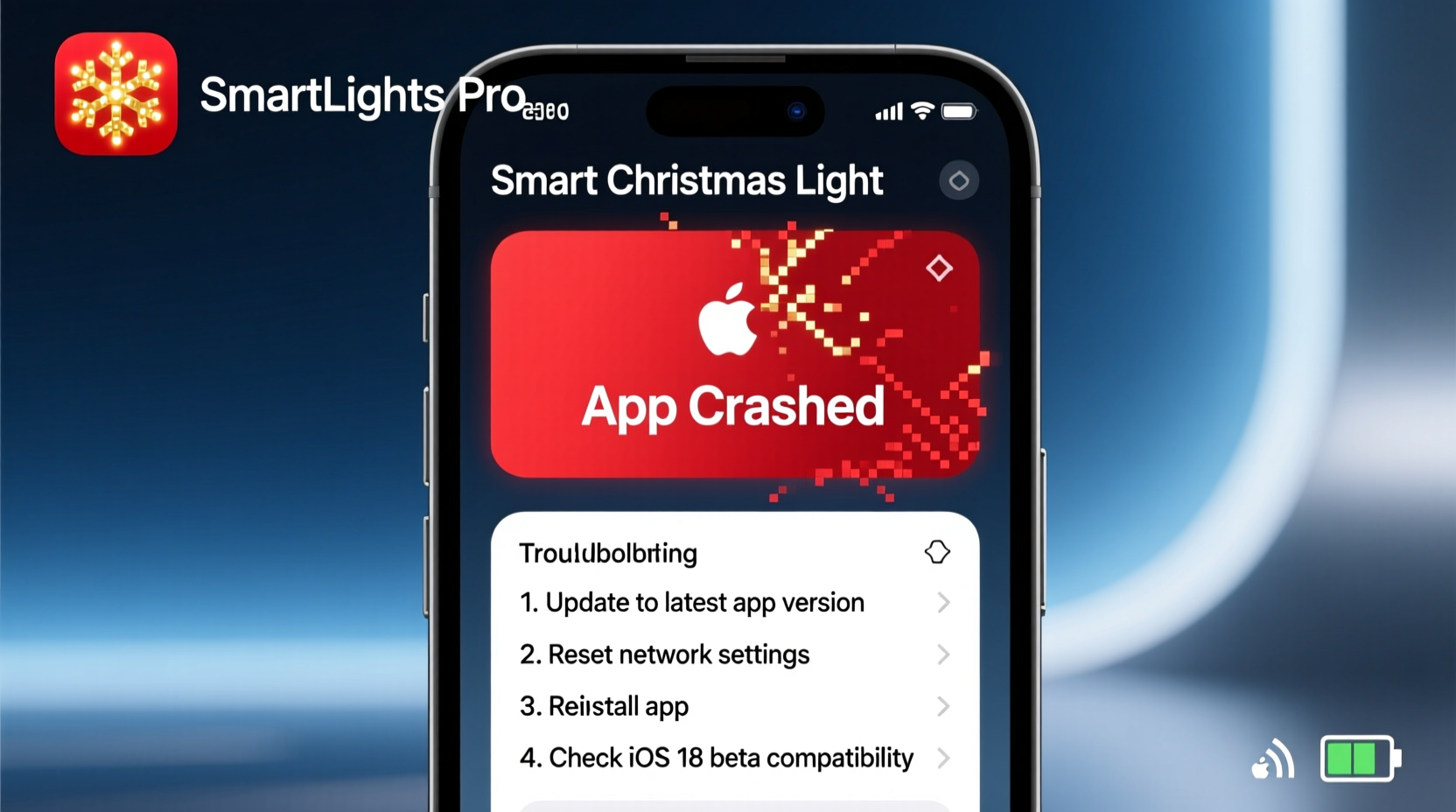 why is my smart christmas light app crashing on ios 18 and quick compatibility fixes