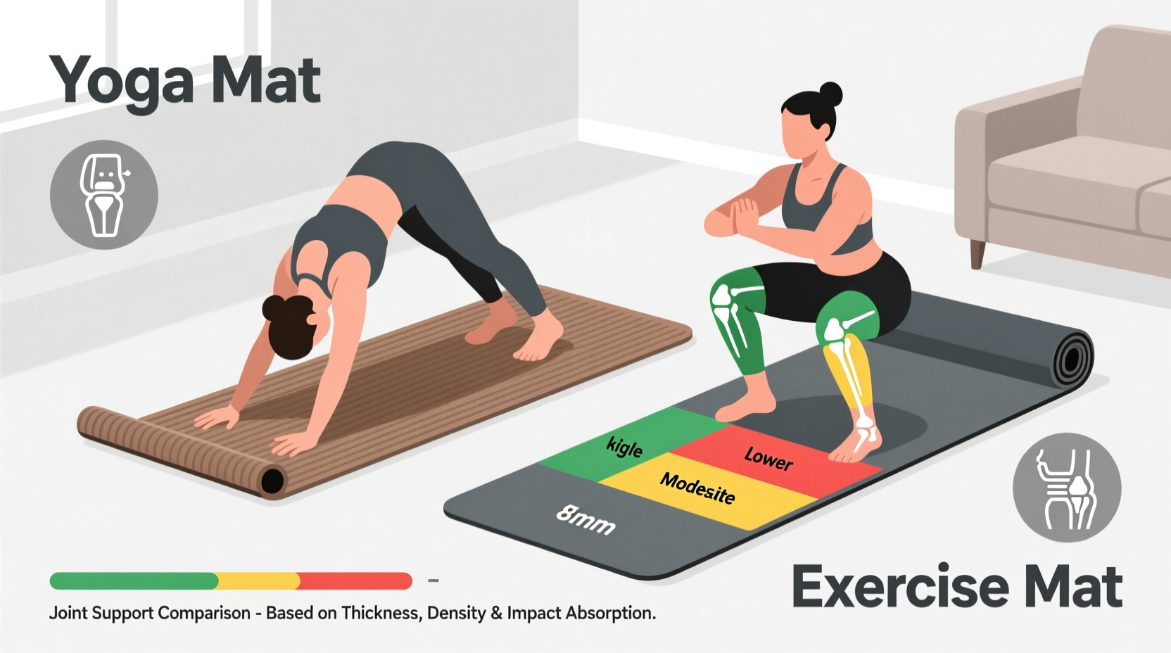 yoga mat vs exercise mat which provides better joint support for home workouts