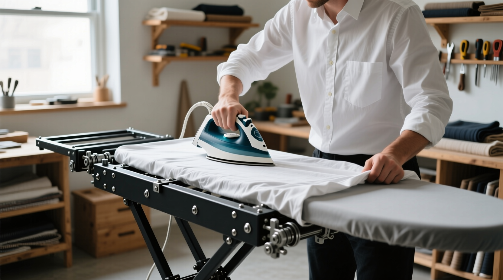 diy ironing board expansion churns through shirt ironin