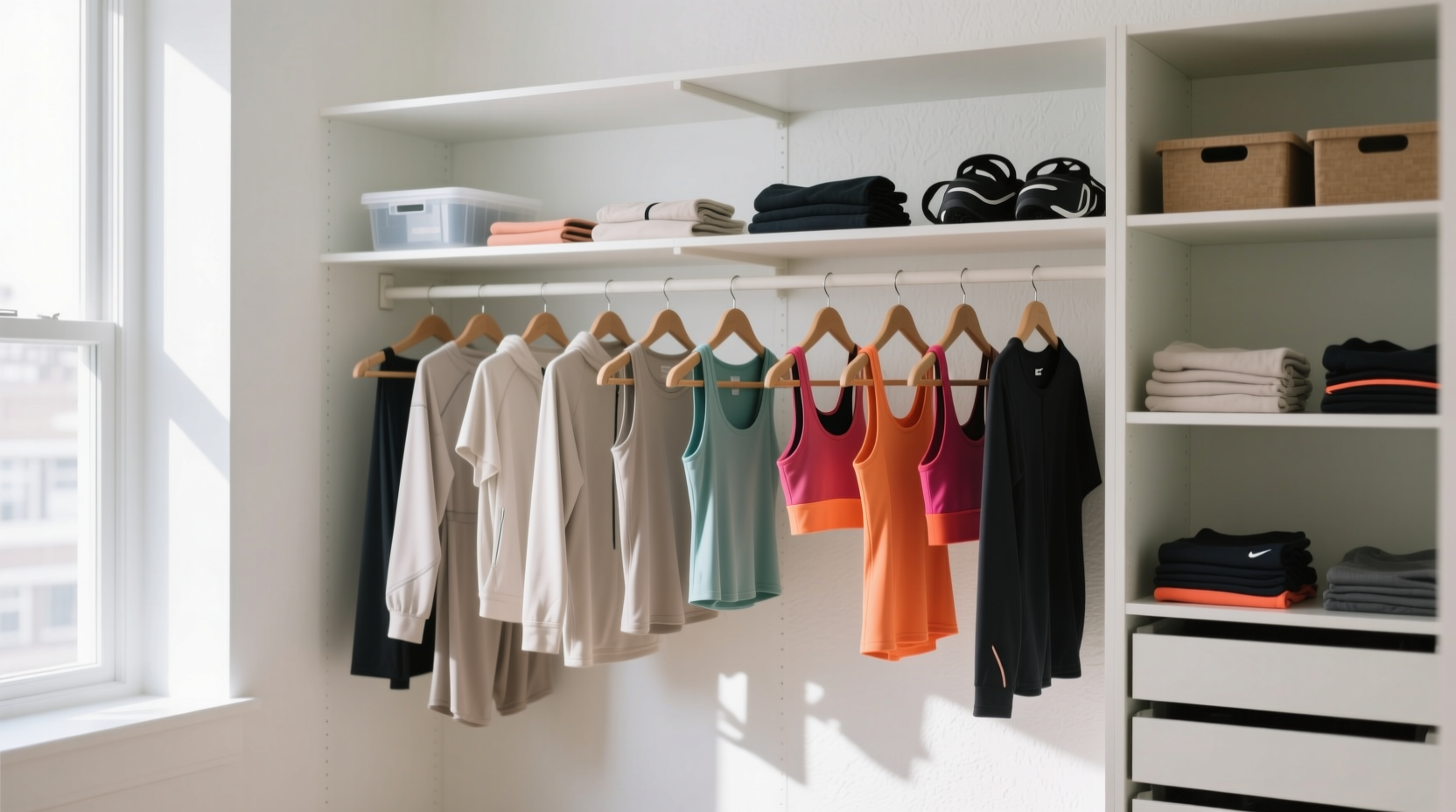 closet organization tips sort workout clothes by use