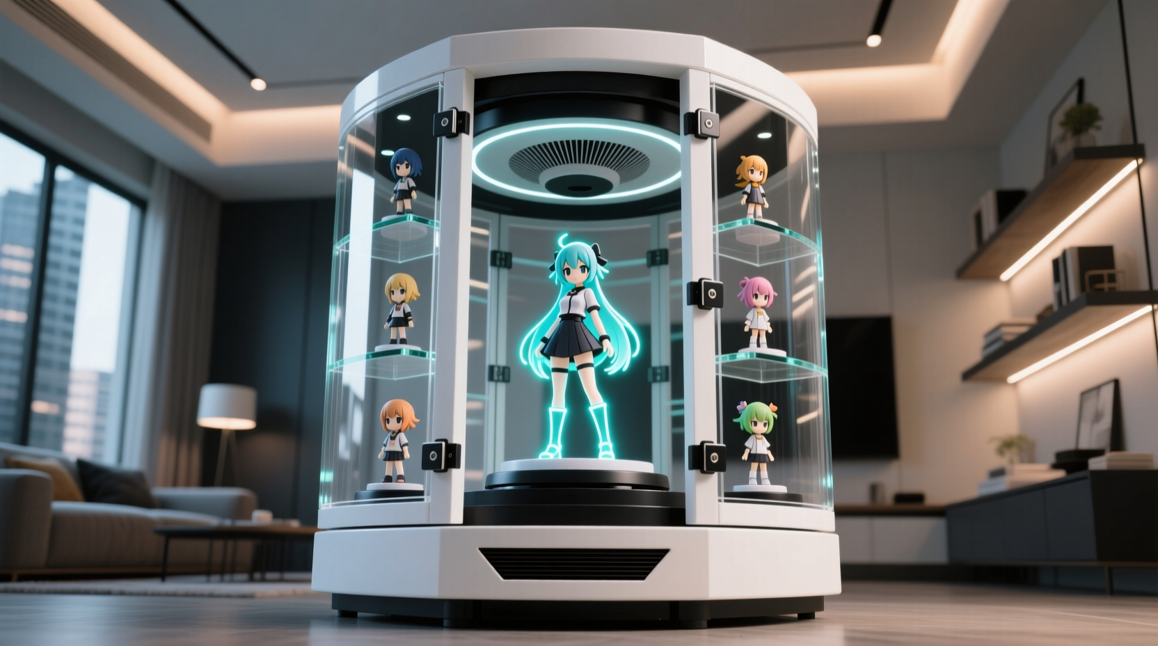 how to organize anime figure stands in a closet