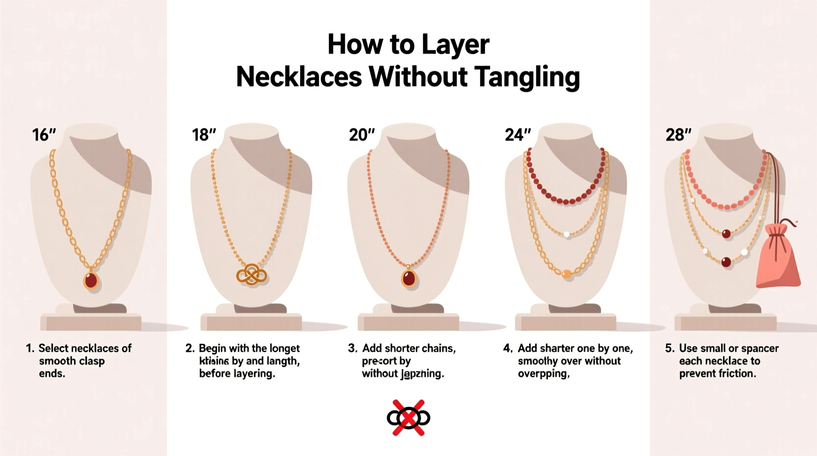 how to layer necklaces without them tangling into a knotted mess