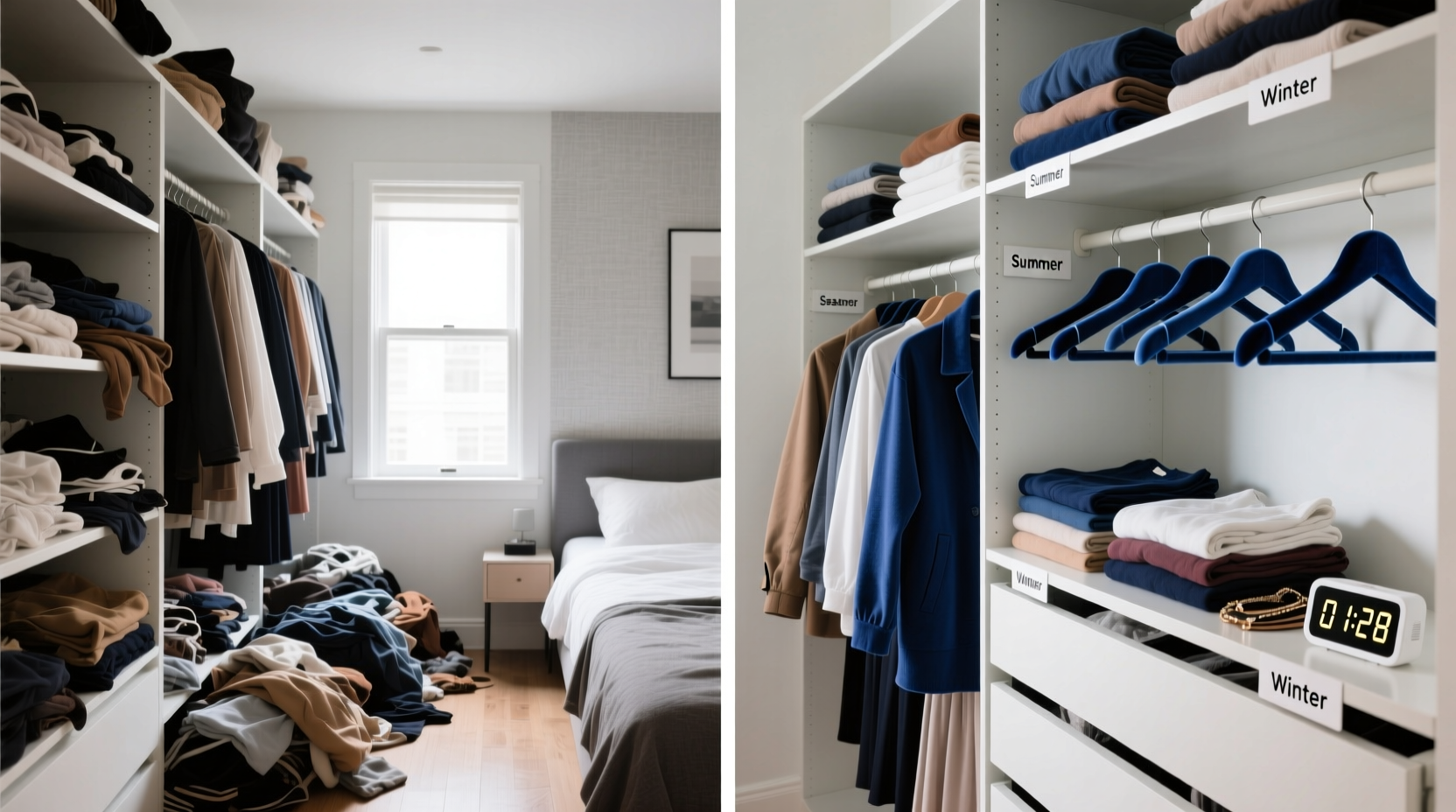 closet organization tips for two people