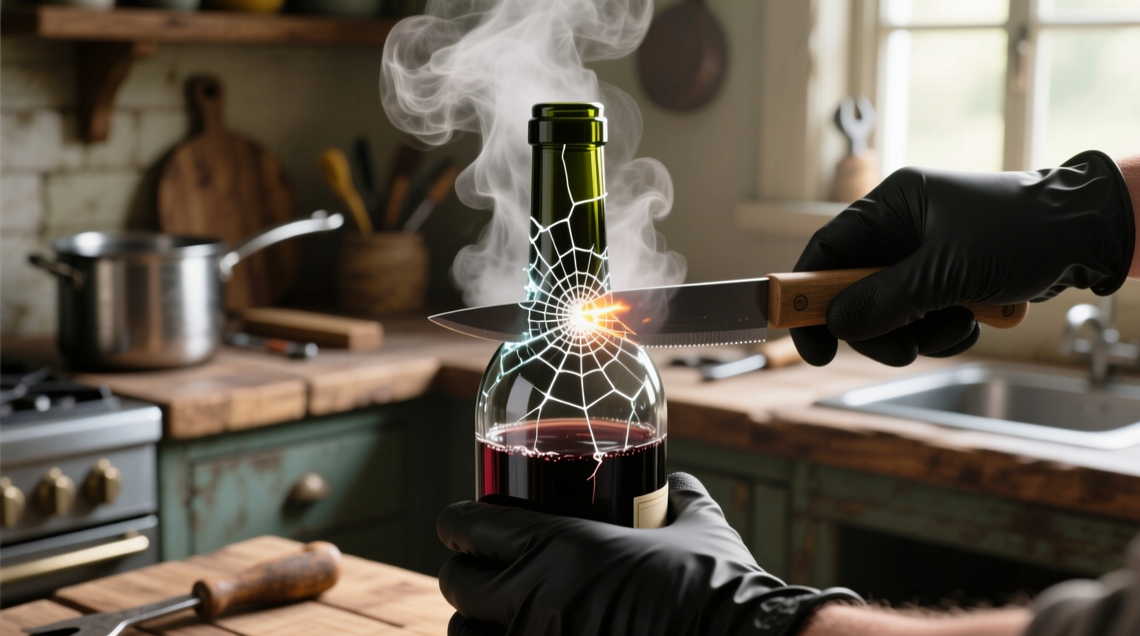 use boiling water to make a perfect wine bottle cut
